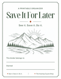 Save It For Later printable organizer cover page
