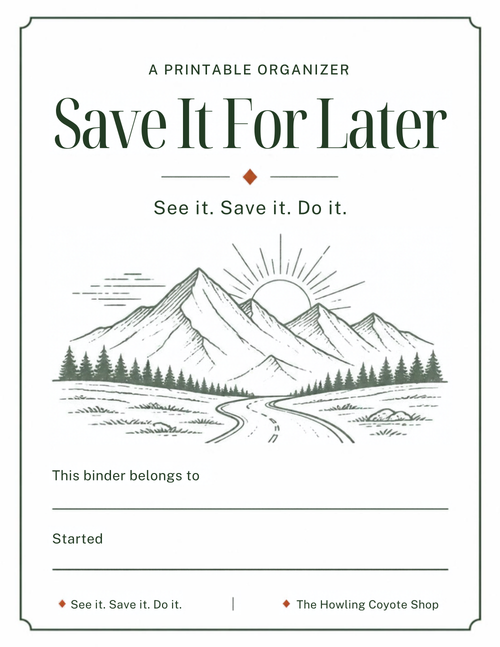 Save It For Later printable organizer cover page