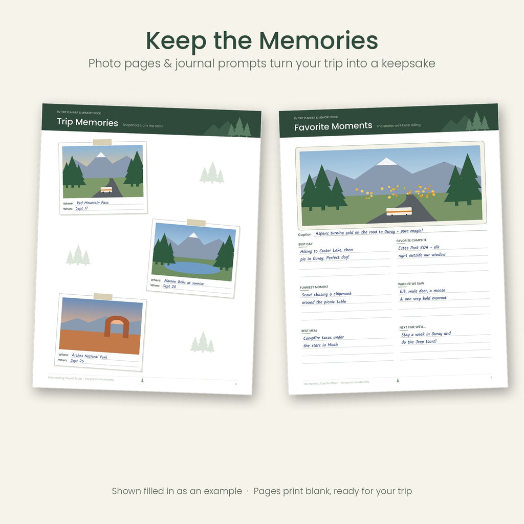 RV Trip Planner & Memory Book – Printable