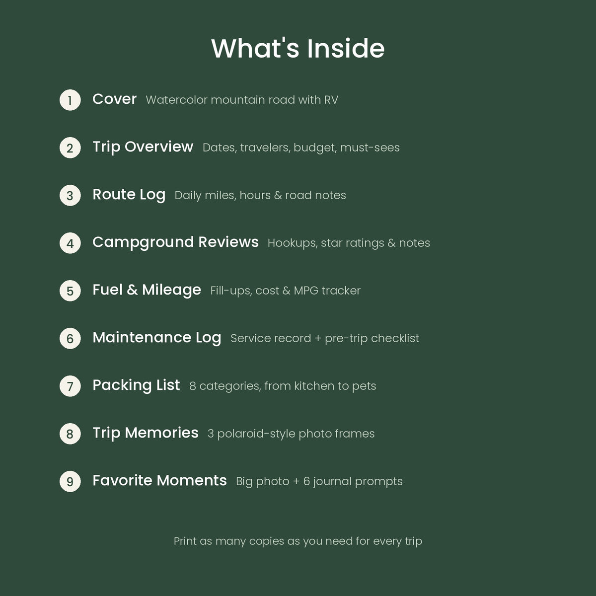 RV Trip Planner & Memory Book – Printable